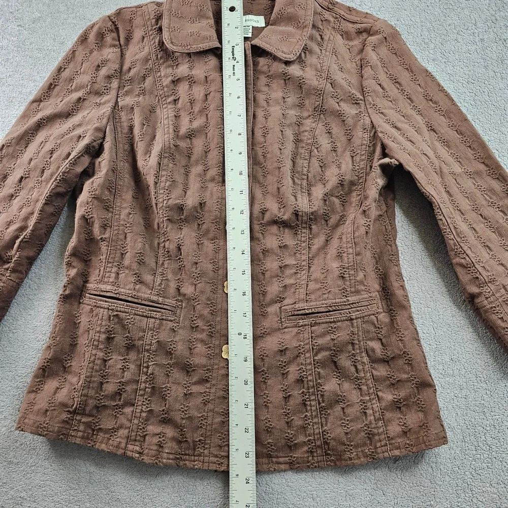 David Brooks Jacket Womens M Brown Cocoa‎ Floral Textured Collared Button Front